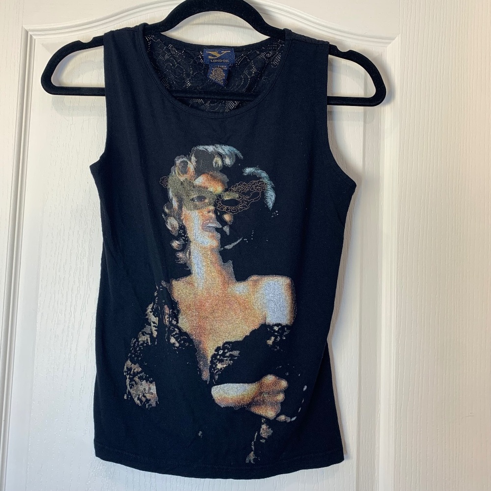 Y London – Marilyn Monroe Graphic Lace-Back Tank | Youthful & Edgy Style (S) Y2K
